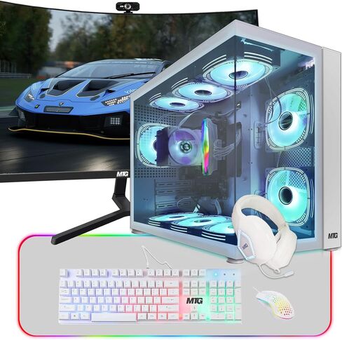 كمبيوتر MTG Khuno Gaming Tower PC - Intel Core i5-8th Gen، RTX 2060S 8GB 256bits، 16GB ARGB Ram، 1TB Nvme، مجموعة أدوات ألعاب، كاميرا ويب، Win 11 Home in Kuwait