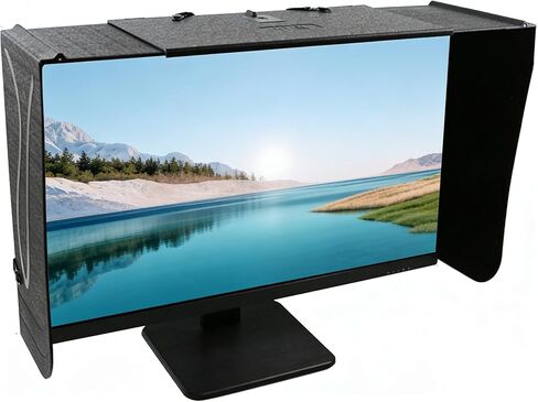 Anti-Reflective Computer Monitor Hood, Desktop PC Screen Decorative Board, Liberated Length Telescopic: 41-71cm, Protect Eyesight, Protect Privacy, Secure Installation, for Computer Work in Kuwait