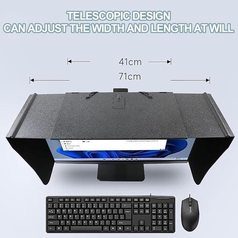 Anti-Reflective Computer Monitor Hood, Desktop PC Screen Decorative Board, Liberated Length Telescopic: 41-71cm, Protect Eyesight, Protect Privacy, Secure Installation, for Computer Work in Kuwait