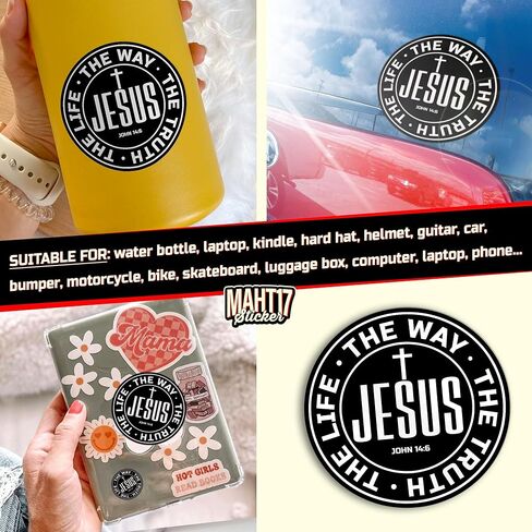 (3Pcs-2") Jesus The Way The Truth Sticker Inspirational Christian Faith Religious Bible Verse Waterproof Die-Cut Vinyl Sticker for Kindle, Laptop, Water Bottles, Phone Decal Gifts 2 Inches in Kuwait