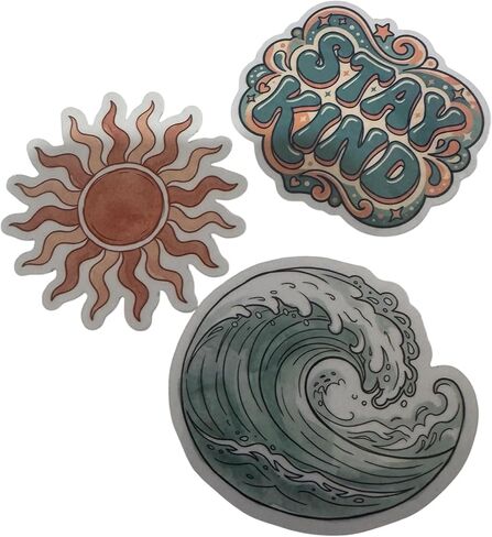 Stickers 25pc Pack - Premium Aesthetic Teal & Terracotta Collection - Waterproof Vinyl Decals for Kindle, Laptop & Water Bottles - Boutique Art Designs in Kuwait