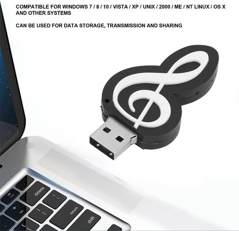محرك أقراص فلاش USB 2.0 سعة 16 جيجابايت - قرص U بتصميم مذكرة موسيقية جديدة لتخزين البيانات ونقلها، والتوصيل والتشغيل لنظام التشغيل Windows والأنظمة الأخرى in Kuwait