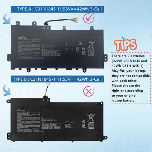 C31N1845 42Wh Laptop Battery Replacement for Asus Chromebook Flip C436FA C436FA-DS388T C436FA-DS599T C436FA-E10087 Series 0B200-03570000 11.55V in Kuwait