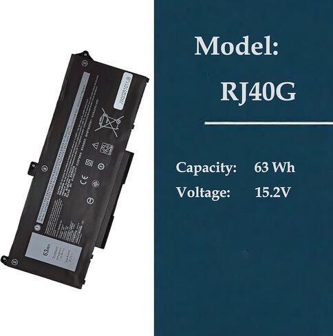 بطارية كمبيوتر محمول RJ40G Dell ذات 4 خلايا بقدرة 63 وات في الساعة لأجهزة الكمبيوتر المحمول Dell Latitude 5520 5420، وPrecision 3560 Series، وبطارية Latitude 15 5520 الجديدة in Kuwait