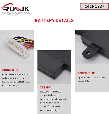 C41N1837 Laptop Battery for Asus ROG Zephyrus GA502DU GA502GU GA502IV GU502DU GU502GU GU502GW GU502GV GU502LV GU502LW GU502LU GU532GU GU532GV GX502GV GX502GW GX532GV GX532GW 0B200-03380100 15.4V 76Wh in Kuwait