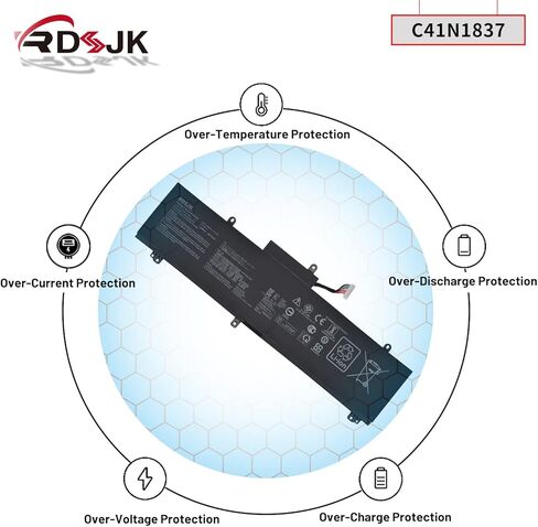 C41N1837 Laptop Battery for Asus ROG Zephyrus GA502DU GA502GU GA502IV GU502DU GU502GU GU502GW GU502GV GU502LV GU502LW GU502LU GU532GU GU532GV GX502GV GX502GW GX532GV GX532GW 0B200-03380100 15.4V 76Wh in Kuwait