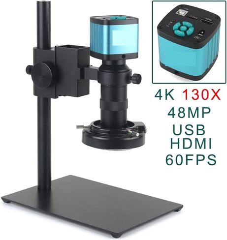 4K 48MP HDMI USB Industrial Digital Video Microscope Camera with 130X Zoom C-Mount Lens for PCB and Phone Repair Soldering in Kuwait
