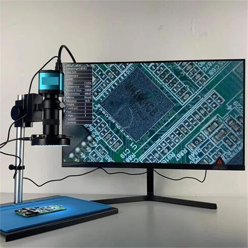 4K 48MP HDMI USB Industrial Digital Video Microscope Camera with 130X Zoom C-Mount Lens for PCB and Phone Repair Soldering in Kuwait