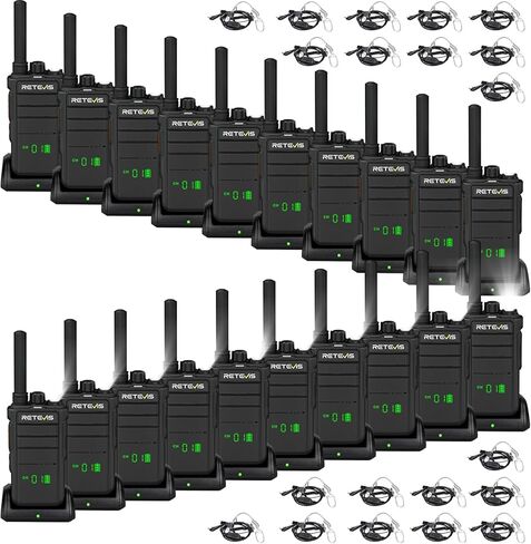 Retevis RB26H Walkie Talkies Bulk Size with Earpiece,Business Two-Way Radios Long Range,21-Hours Rechargeable,Hidden Display,NOAA,USB-C,GMRS Repeater Capable,2 Way Radio for Warehouse Retail(20 Pack) in Kuwait