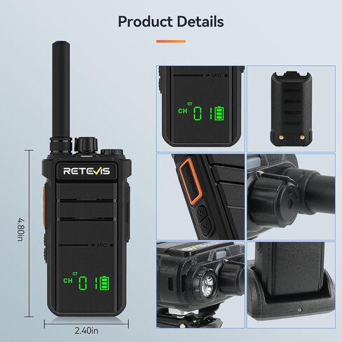 Retevis RB26H Walkie Talkies Bulk Size with Earpiece,Business Two-Way Radios Long Range,21-Hours Rechargeable,Hidden Display,NOAA,USB-C,GMRS Repeater Capable,2 Way Radio for Warehouse Retail(20 Pack) in Kuwait