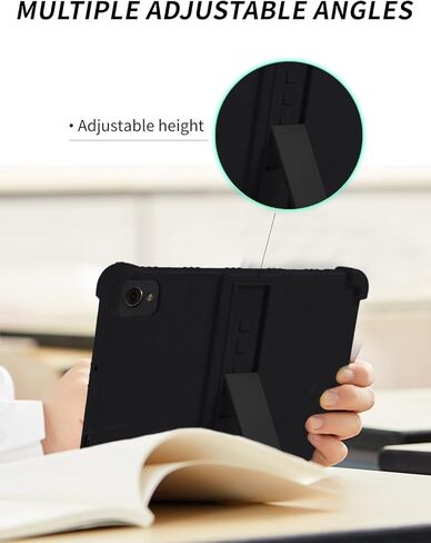 Case for Fusion5 F202 10.1 Inches Tablet 2025 New,WUNIAK Shock Proof Lightweight Stand Rubber Shell Protective Cover,Kids Friendly Soft Silicone Adjustable Stand Cover,Black in Kuwait