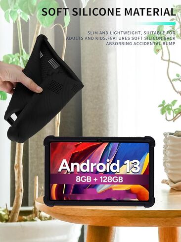 Case for Fusion5 F202 10.1 Inches Tablet 2025 New,WUNIAK Shock Proof Lightweight Stand Rubber Shell Protective Cover,Kids Friendly Soft Silicone Adjustable Stand Cover,Black in Kuwait