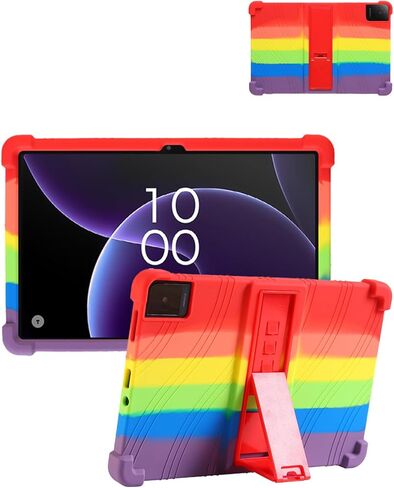 for TCL TAB 10 Gen 4 (10.1 Inch) Android Tablet Protective case, Shockproof Lightweight Silicone Protective Cover with Stand, Child-Friendly Protection, Easy to Clean Design, Rainbow. in Kuwait