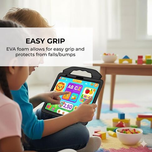 Kids Case for iPad Pro 13" 2025 2024/Air 13" M4 2026 M3 M2, iPad Pro 12.9 2018-2022 Cover, AMZER Lightweight Shockproof EVA Foam Handle Stand Anti-Slip Grip Rugged Case, Black in Kuwait