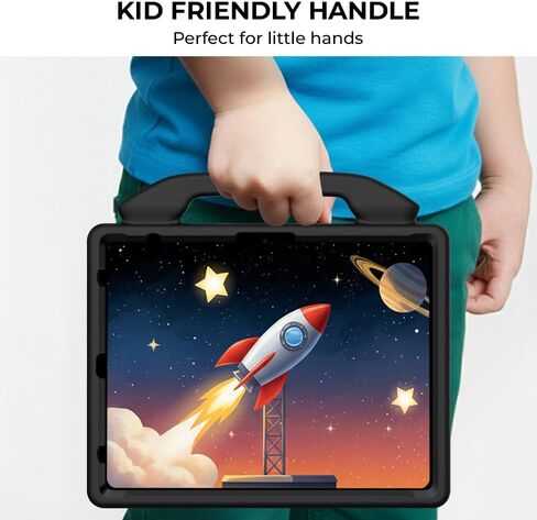 Kids Case for iPad Pro 13" 2025 2024/Air 13" M4 2026 M3 M2, iPad Pro 12.9 2018-2022 Cover, AMZER Lightweight Shockproof EVA Foam Handle Stand Anti-Slip Grip Rugged Case, Black in Kuwait