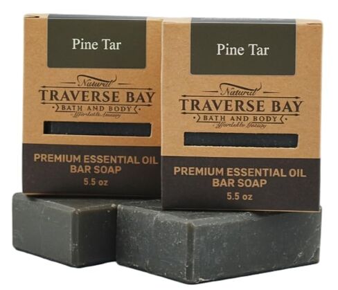 Traverse Bay Bath and Body Pine Tar Soap - Natural Cold Process Handmade Soap with Essential Oils- Pine Tar Soap For Men With Activated Charcoal & Colloidal Oatmeal. Made in USA- 3 Bar Pack 15 + Oz in Saudi Arabia