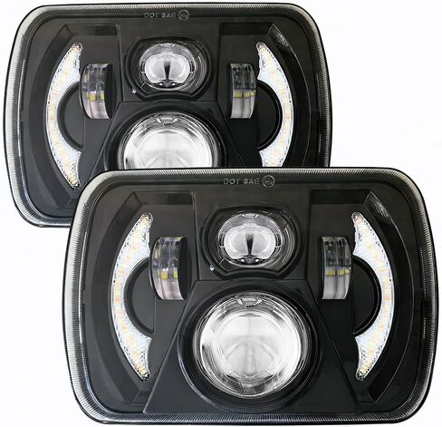 H6054 5x7 7x6 المصابيح الأمامية LED لفورد E150/E250/E350/E450 CHEVY ASTRO EXPRESS 1500/2500/3500 JEEP Cherokee XJ Wrangler YJ GMC Savana Dodge Kenworth T300 TOYOTA in Kuwait