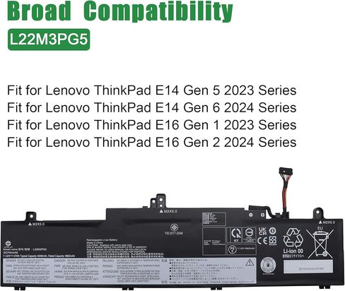 استبدال بطارية الكمبيوتر المحمول L22M3PG5 لجهاز Lenovo ThinkPad E14 Gen 5 Gen 6 E16 Gen 1 Gen 2 2023 2024 Series SB11K63030 5B11K63029 L22L3PG5 SB11K63027 5B11K63034 L22B3PG5 L22D3PG5 11.52V 57 واط ساعة in Kuwait