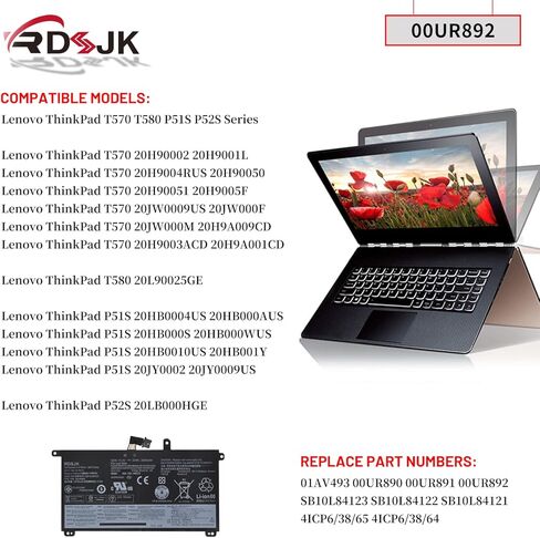 01AV493 00UR890 00UR891 00UR892 SB10L8412 بطارية الكمبيوتر المحمول لينوفو ثينك باد T570 T580 P51S P52S نوع 20H9 20HA 20HC 20JX 20JW 20JY 20L9 20LA 20LB 20LC Series SB10L84123 SB10L84122 SB10L84121 32 وات في الساعة in Kuwait