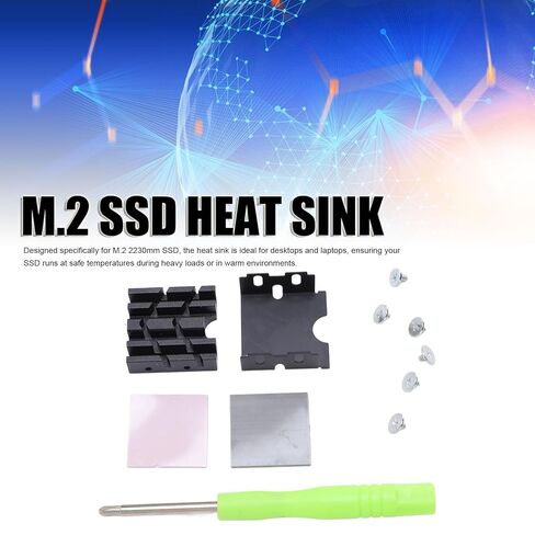 مبدد حرارة M.2 2230 SSD، مبرد مزدوج الجوانب من سبائك الألومنيوم مع وسادة سيليكون حرارية، للكمبيوتر المكتبي والكمبيوتر المحمول in Kuwait