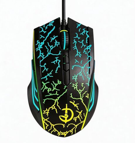 【 Switchable Mouse Light & Mute - USB 】 Gaming Laptop Optical Wired Mouse, RGB Lighting Effect, Adjustable Four Level Optical Sensor, DPI up to 6400, Suitable for Windows 7/8/10/XP Vista Linux System in Kuwait
