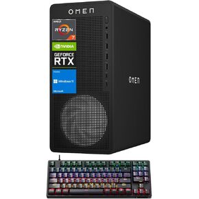كمبيوتر مكتبي للألعاب HP OMEN 16L RTX 5060، AMD Ryzen 7 8700F (Beats Intel i7-14700F)، ذاكرة الوصول العشوائي DDR5 سعة 32 جيجابايت، 1 تيرابايت SSD، محطة عمل إنتاج الموسيقى، حزمة مع Thunderobot KG3089R Gaming KB in Kuwait