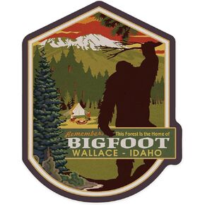 Die Cut Sticker Wallace, Idaho, Home of Bigfoot, Vinyl Sticker, (Waterproof Decal for Cars, Water Bottles, Laptops, Coolers), Large in Saudi Arabia
