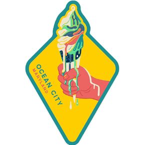 Die Cut Sticker Ocean City, Maryland, Sweet Relief Collection, Melting Ice Cream Cone, Vinyl Sticker, (Waterproof Decal for Cars, Water Bottles, Laptops, Coolers), Large in Saudi Arabia