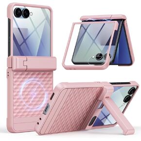 Magnetic for Samsung Galaxy Z Flip 7 Case Fit for MagSafe [Built-in Tempered Screen Protector][Hinge Protection][Kickstand] Military Grade Full Body Cover for Galaxy Z Flip 7,Purple in Kuwait
