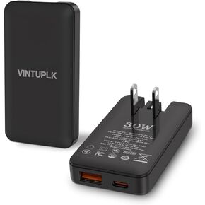 30W Flat USB C Charger, Dual-Port GaN Wall Adapter, Foldable Plug for iPhone 16/15, Galaxy S25/S24, Black in Kuwait