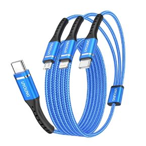 كابل شحن USB C متعدد 10أقدام 2 حزمة، كابل شحن طويل 3 في 1 شاحن عالمي مضفر، أسلاك شحن متعددة مع نوع C، Micro USB ومنافذ Lightning لهواتف iPhone 17/16/15/الهواتف المحمولة والمزيد in Kuwait