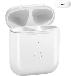 حافظة شحن لاسلكية متوافقة مع AirPods 1 & 2، بديل لعلبة شاحن AirPod مع زر مزامنة بلوتوث، بطارية شحن سريع 680 مللي أمبير في الساعة، ضوء مؤشر in Kuwait