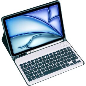 حافظة كومبو للوحة المفاتيح والماوس مغناطيسية قابلة للفصل مع غطاء جلدي لجهاز Samsung Galaxy Tab S10+ (12.4 بوصة) SM-X820 SM-X826B - يتضمن حامل أقلام S (أزرق، عادي وماوس) in Kuwait
