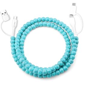 Stylish Beaded Phone Charger Cable Colors USB Charging Cord for Smartphones (4-1, Marble & Gold, 6.6ft) in Kuwait