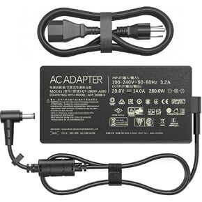 280W Charger Compatible with Asus Rog Strix G18 G17 G16 G15 G531 G532 G533 G732L G731G Gl704 G733C Zephyrus G14 G15 G16 M15 M16 S15 S17 20V 14A Laptop Adapter Adp-280Eb B in Saudi Arabia
