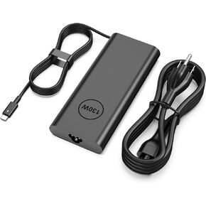 شاحن كمبيوتر محمول USB C بقدرة 130 واط متوافق مع Dell Dell XPS 15 16 17 9520 9530 9640 9700 9710 9720 2in1، Precision 5550 5560 5570 5690 7680، Latitude 7410 7310 7210 9410 9510، سلك طاقة بطول 11 قدم in Kuwait