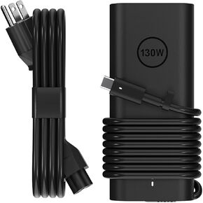 محول تيار متردد بقدرة 130 وات USB C لشاحن الكمبيوتر المحمول Dell - مزود طاقة شحن سريع متوافق مع Dell XPS 15/17، سلسلة Precision 5000/3000، سلسلة Latitude 9000/7000/5000 in Kuwait
