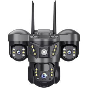 【3 Cameras + 3 Screens】 4G SIM Outdoor Waterproof CCTV Security Camera – 15MP HD 6K Night Vision, IP66 Weatherproof, Remote Mobile Monitoring(US Plug,4G Camera 32G Card) in Saudi Arabia