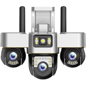 8K 15MP 3-Lens PTZ Camera - Outdoor 3-Screen Security | 360° View | Wireless Surveillance (V380 Pro)(UK Plug,WiFi Camera 128G) in Saudi Arabia
