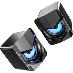 سماعات كمبيوتر USB صغيرة من NUOBESTY، صناديق مكبر صوت سلكية للكمبيوتر المكتبي والوسائط المتعددة مع صوت جهير، أسود، طاقة تيار مستمر 5 فولت، مناسبة للاستخدام المنزلي والمكاتب in Kuwait