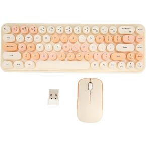 USB Keyboard Mouse Combo, 2.4G Wireless 68 Keys Low Consumption Retro Cute ABS Gaming Keyboard & Silent Mouse, Dot Keycap for PC Laptop (Purple Theme) in Kuwait