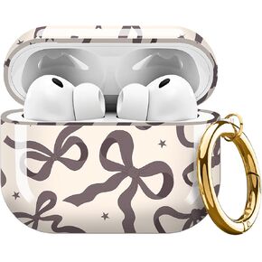 Compatible with AirPods Pro 3 Case 2025 for Women Girls – Cute Shockproof Protective Cover with Gold Round Buckle, Anti-Drop Soft Case for AirPod Pro 3rd Gen (Blue Bow tie) in Saudi Arabia
