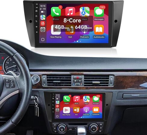 راديو سيارة 2+32 جيجابايت لسيارة BMW 3 Series 325i 328i 335i 2005-2011 (E90/E91/E92/E93) مع CarPlay Android Auto - وحدة رأسية بشاشة تعمل باللمس مقاس 9 بوصة مع نظام تحديد المواقع العالمي (GPS) وبلوتوث وواي فاي وكاميرا احتياطية FM in Kuwait