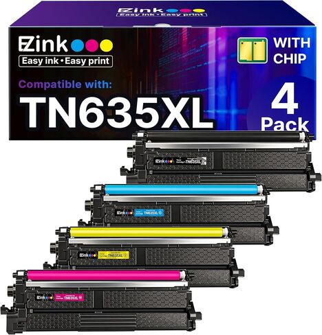 E-Z Ink TN635XL Toner Cartridge with MFC-L8930CDW Compatible for Brother TN635XL TN635 TN 635XL TN-635XL High Yield to Use with MFC-L8730CDW HL-L8430CDW MFC-L8970CDW EX575 Printer (4 Pack, with Chip) in Kuwait