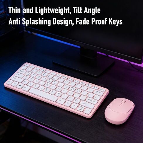 Dpofirs Korean Wireless Keyboard and Mouse, Cute Silent Keyboard Mouse Combo for PC Laptop Computer, 78 Keys, Korean & Qwert Layout in Kuwait