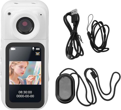 Zopsc 1080P Wearable Action Camera, Magnetic Body Worn Camcorder, POV Sport DV with One Click Recording for Cycling Travel Pet Vlog, 180 Degree Rotatable Portable Camcorder (White) in Saudi Arabia