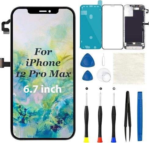 استبدال شاشة LCD لهاتف iPhone 12 Pro Max مع مستشعر القرب ومكبر الصوت ثلاثي الأبعاد ومجموعة محول رقمي بشاشة تعمل باللمس مع أدوات إصلاح 6.7 بوصة A2342 A2410 A2411 A2412 in Kuwait
