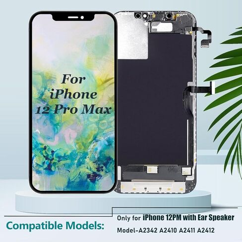 استبدال شاشة LCD لهاتف iPhone 12 Pro Max مع مستشعر القرب ومكبر الصوت ثلاثي الأبعاد ومجموعة محول رقمي بشاشة تعمل باللمس مع أدوات إصلاح 6.7 بوصة A2342 A2410 A2411 A2412 in Kuwait