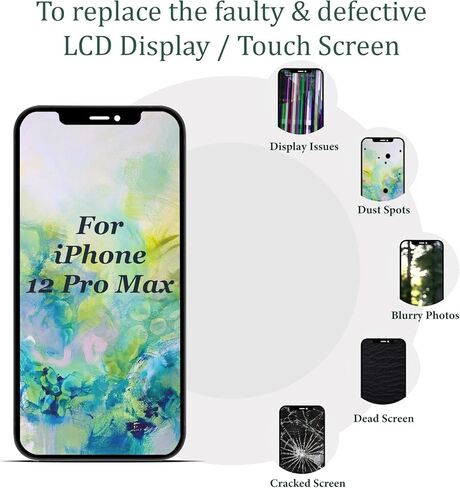 استبدال شاشة LCD لهاتف iPhone 12 Pro Max مع مستشعر القرب ومكبر الصوت ثلاثي الأبعاد ومجموعة محول رقمي بشاشة تعمل باللمس مع أدوات إصلاح 6.7 بوصة A2342 A2410 A2411 A2412 in Kuwait