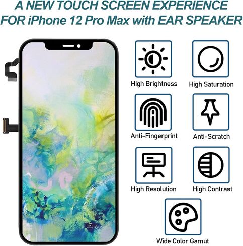 استبدال شاشة LCD لهاتف iPhone 12 Pro Max مع مستشعر القرب ومكبر الصوت ثلاثي الأبعاد ومجموعة محول رقمي بشاشة تعمل باللمس مع أدوات إصلاح 6.7 بوصة A2342 A2410 A2411 A2412 in Kuwait